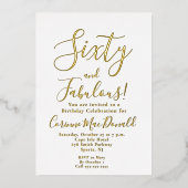 ゴールドフォイル Sixty and Fabulous 60歳の誕生日パーティー 箔招待状 (正面)