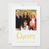 ゴールドフォイルChevronクリスマスグリーティングファミリーフォト シーズンカード (正面)