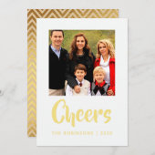 ゴールドフォイルChevronクリスマスグリーティングファミリーフォト シーズンカード (正面/裏面)