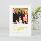 ゴールドフォイルChevronクリスマスグリーティングファミリーフォト シーズンカード (スタンド正面)