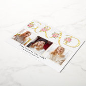 ゴールドフォイルGRADバラ写真卒業発表 箔招待状 (回転した状態)