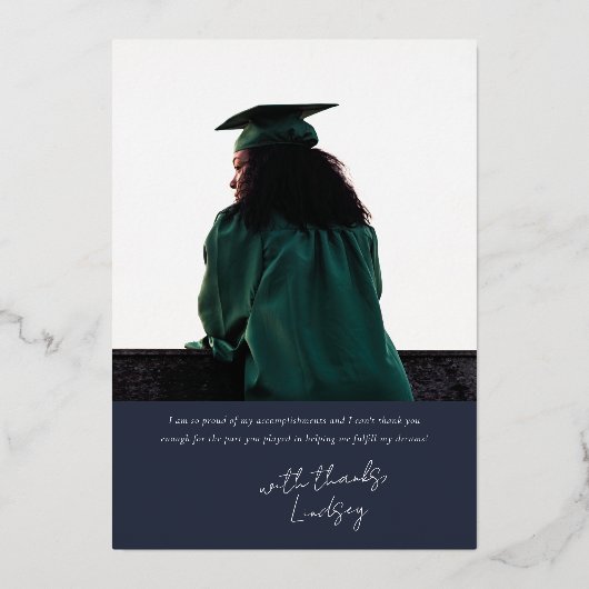 ゴールドフォイルGRADitude写真卒業のお知らせ 箔招待状 (裏面)