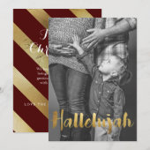 ゴールドフォイルHallelujahクリスマスホリデーフォト シーズンカード (正面/裏面)