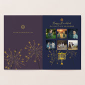 ゴールドフォイルHANUKKAHフォトコラージュMauve Blue 箔カード (内部)