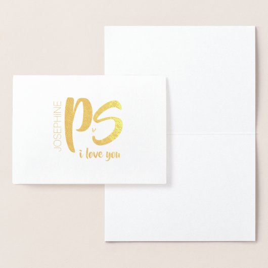 ゴールドフォイルPS。私はあなたを愛している |バレンタインデー 箔カード (ディスプレー)