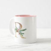 ゴールドフォイルRモノグラムパイン&ベリークリスマス ツートーンマグカップ (正面左)