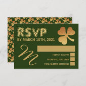 ゴールドフォイルShamrock、セントパトリックの日パーティーRSVP 出欠カード (正面/裏面)
