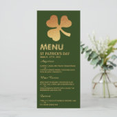 ゴールドフォイルShamrock, St Patrick's Dayメニューカード メニュー (スタンド正面)