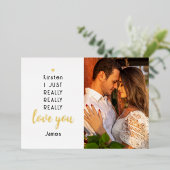 ゴールドフォイルValentines Day おもしろい Love You Photo Name 箔シーズンカード (立ち正面)