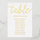 ゴールドフォイ結婚ルのテーブル番号フォトバッカー 箔招待状 (正面)