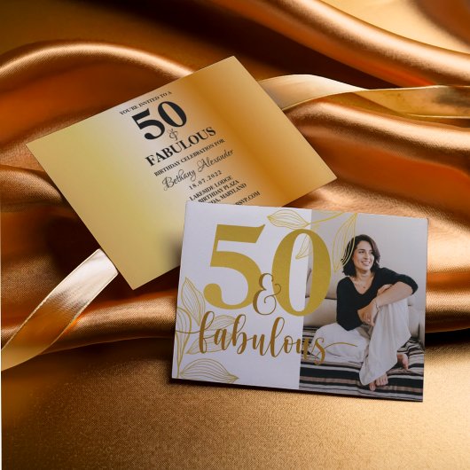 ゴールドフォトでお祝い 50歳のバースデーパーティー 招待状