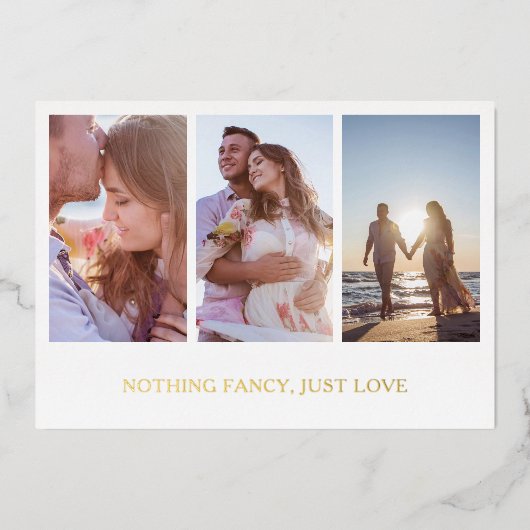 ゴールドフォトコラージュ エレガントな結婚式の披露宴 箔招待状 (正面)