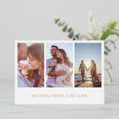 ゴールドフォトコラージュ エレガントな結婚式の披露宴 箔招待状 (立ち正面)