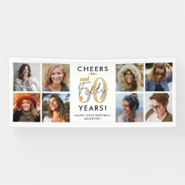 ゴールドフォトバースデーバナー 50歳の誕生日おめでとう 横断幕