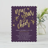 ゴールドフォモダンイルニューイーブパーティの招待状 招待状 (スタンド正面)