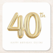 ゴールドフォーティー 40歳の誕生日バルーンパーティー スクエアペーパーコースター (正面)