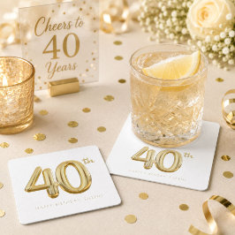 ゴールドフォーティー 40歳の誕生日バルーンパーティー スクエアペーパーコースター