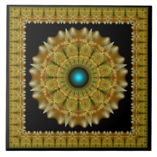 ゴールドフラクタルフレームオーナメントマンダラ タイル