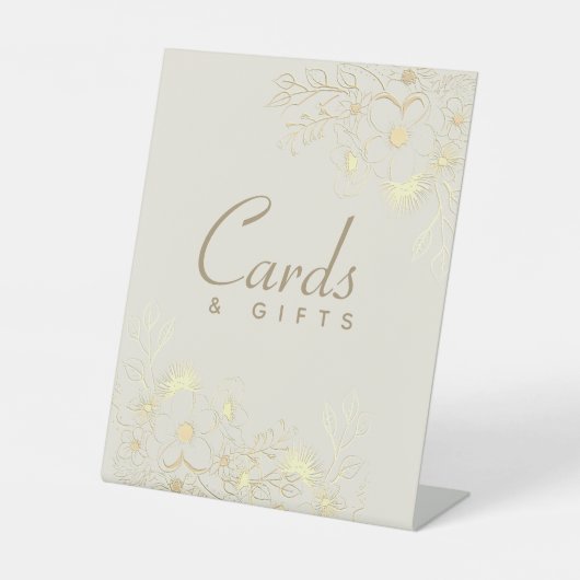 ゴールドフラワーの結婚式カード・ギフトサイン 台座サイン (正面)
