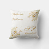 ゴールドフラワーモノグラム卒業祝いギフト クッション (裏面)