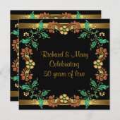 ゴールドフラワー 50周年結婚記念日パーティー 招待状 (正面/裏面)