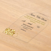 ゴールドフラワーSave the date アクリル招待状 (レイダウン)
