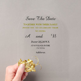 ゴールドフラワーSave the date アクリル招待状