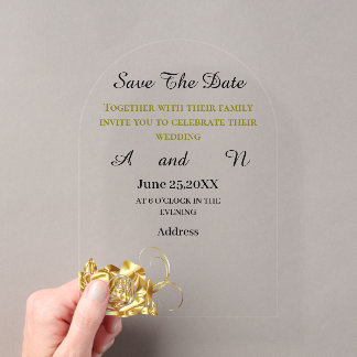 ゴールドフラワーSave the date アクリル招待状