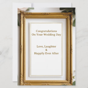 ゴールドフレームとバラの結婚祝いカード 🌹 カード