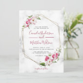 ゴールドフレームと花のウェディング 招待状 (スタンド正面)