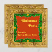 ゴールドフレームのクリスマスパーティー招待状 招待状 (正面/裏面)