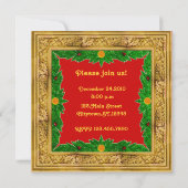 ゴールドフレームのクリスマスパーティー招待状 招待状 (裏面)