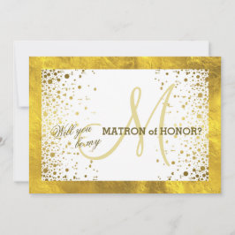 ゴールドフレームのコンフェッティ 私のマトロン・オブ・オナーになってくれる？ 招待状