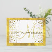 ゴールドフレームのコンフェッティ 私のマトロン・オブ・オナーになってくれる? 招待状 (スタンド正面)