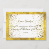 ゴールドフレームのコンフェッティ 私のマトロン・オブ・オナーになってくれる? 招待状 (裏面)