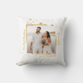 ゴールドフレームの写真 私たちの初めてのクリスマス 結婚記念 クッション (正面)