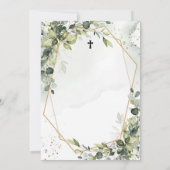 ゴールドフレームの緑の葉 ボーホー Baptism 招待状 (裏面)