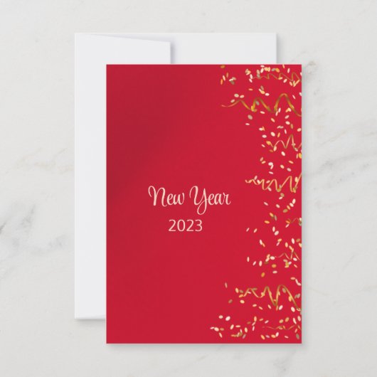 ゴールドフレームの「新年」写真クリスマスカード (裏面)