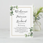 ゴールドフレームグリーンの結婚式プログラム 招待状 (スタンド正面)