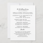 ゴールドフレームグリーンの結婚式プログラム 招待状 (裏面)