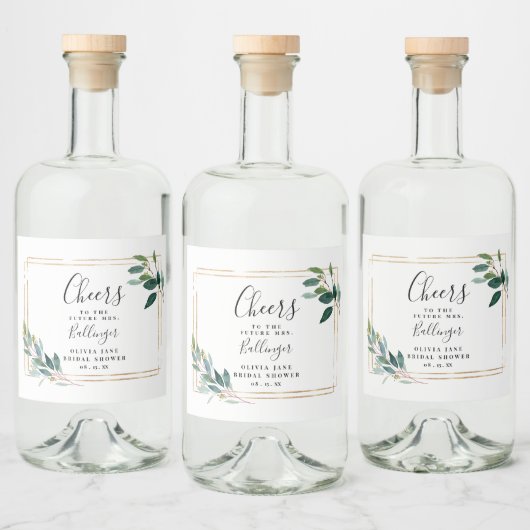 ゴールドフレームグリー ネアリューカリの葉 リキュールボトルラベル (ボトル)