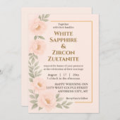 ゴールドフレーム付きのフラッシュ・フローラル・ウェディング招待状 招待状 (正面/裏面)