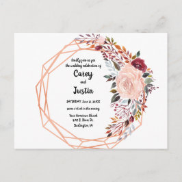 ゴールドフレーム幾何学的な花のウェディング インビテーションポストカード