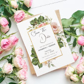 ゴールドフレーム ウェディング セーブ・ザ・デート テンプレート