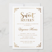 ゴールドフレーム オルネイト ホワイト スウィート シックスティーン 16歳 誕生日 招待状 (正面)
