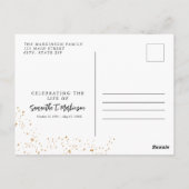 ゴールドフレーム シンプル モダンな斑点の葬儀 ポストカード (裏面)