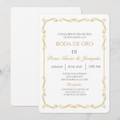 ゴールドフレーム スペイン語 50周年結婚記念日招待状 招待状 (正面/裏面)