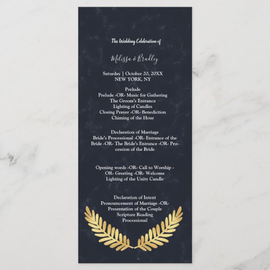 ゴールドフレーム ネイビーバック  セレモニープログラム プログラム (正面)