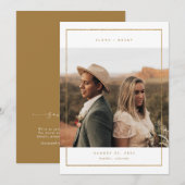 ゴールドフレーム フォト セーブ・ザ・デート ウェディングカード (正面/裏面)