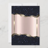 ゴールドフレーム、ブラックグリッター ローズゴールド 退職 招待状 (裏面)